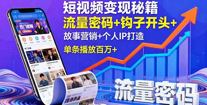 图片[1]-（16079期）短视频变现秘籍，流量密码+钩子开头+故事营销+个人IP打造，单条播放百万+-千猫网创