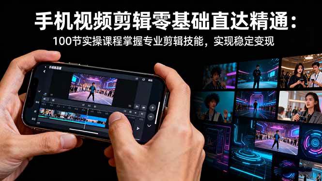 图片[1]-（16466期）手机视频剪辑零基础直达精通：100节实操课程掌握专业剪辑技能，实现稳…-千猫网创