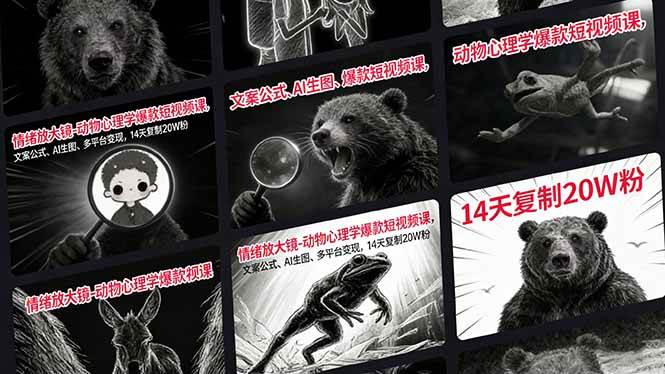 图片[1]-（17376期）情绪放大镜-动物心理学爆款短视频课，文案公式、AI生图、多平台变现，14天复制20W粉-千猫网创