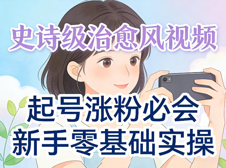 史诗级治愈风视频爆了，起号涨粉必会，新手零基础实操（实操+变现全讲解）