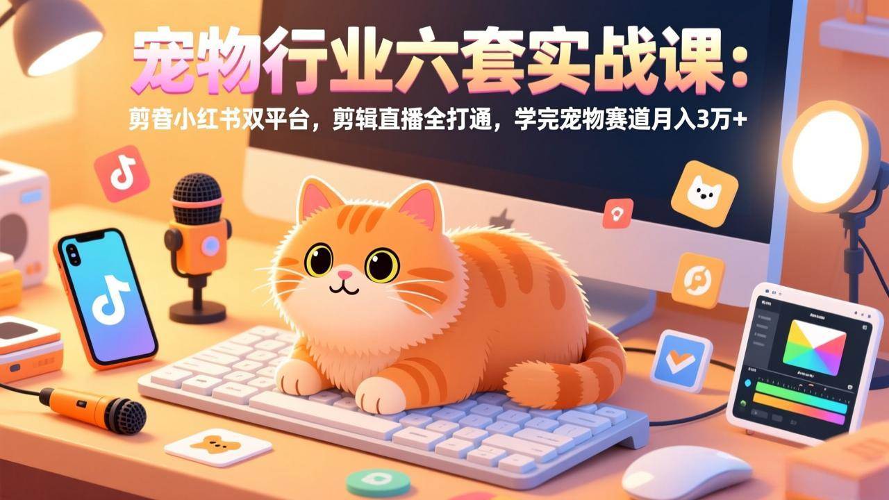 图片[1]-（17411期）宠物行业六套实战课：抖音小红书双平台，剪辑直播全打通，学完宠物赛道月入3万+-千猫网创