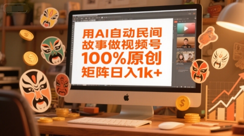 用AI自动民间故事做视频号，100%原创，矩阵日入1k+-千猫网创