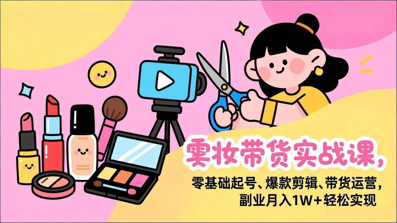 图片[1]-（17189期）美妆带货实战课，零基础起号、爆款剪辑、带货运营，副业月入1W+轻松实现-千猫网创