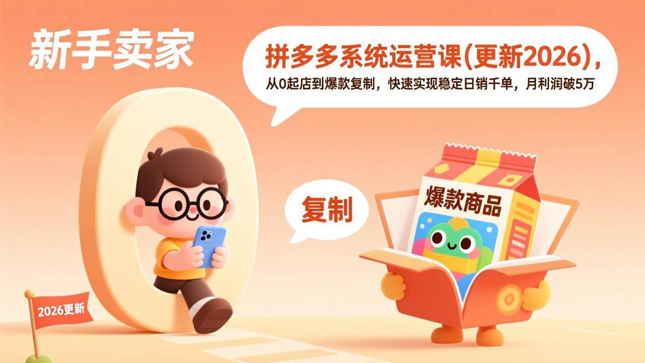 图片[1]-（17202期）拼多多系统运营课(更新2026)，从0起店到爆款复制，快速实现稳定日销千单，月利润破5万-千猫网创