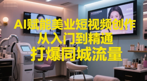 AI赋能美业短视频创作，从入门到精通，打爆同城流量，超级AI工具短视频实操落地-千猫网创
