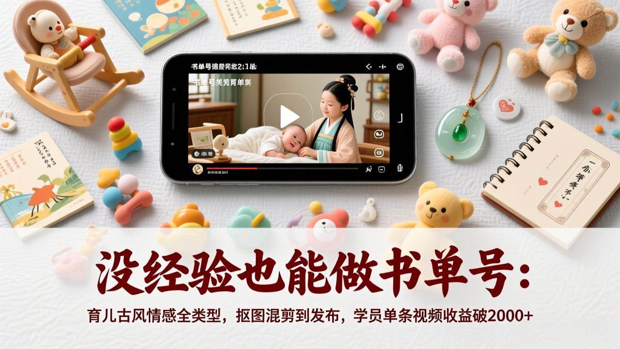 图片[1]-（17389期）没经验也能做书单号：育儿古风情感全类型，抠图混剪到发布，学员单条视频收益破2000+-千猫网创