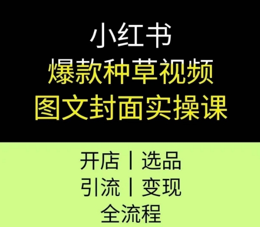 小红书爆款种草视频图文封面实操课，开店、选品、引流、变现全流程-千猫网创