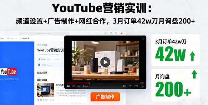 图片[1]-（16107期）YouTube营销实训：频道设置+广告制作+网红合作，3月订单42w刀月询盘200+-千猫网创