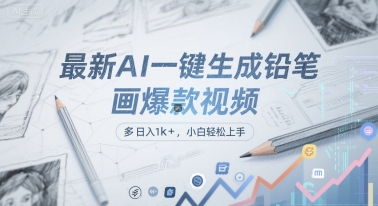 最新AI一键生成铅笔画爆款视频，多平台分发，日 入1k+，小白轻松上手【揭秘】-千猫网创