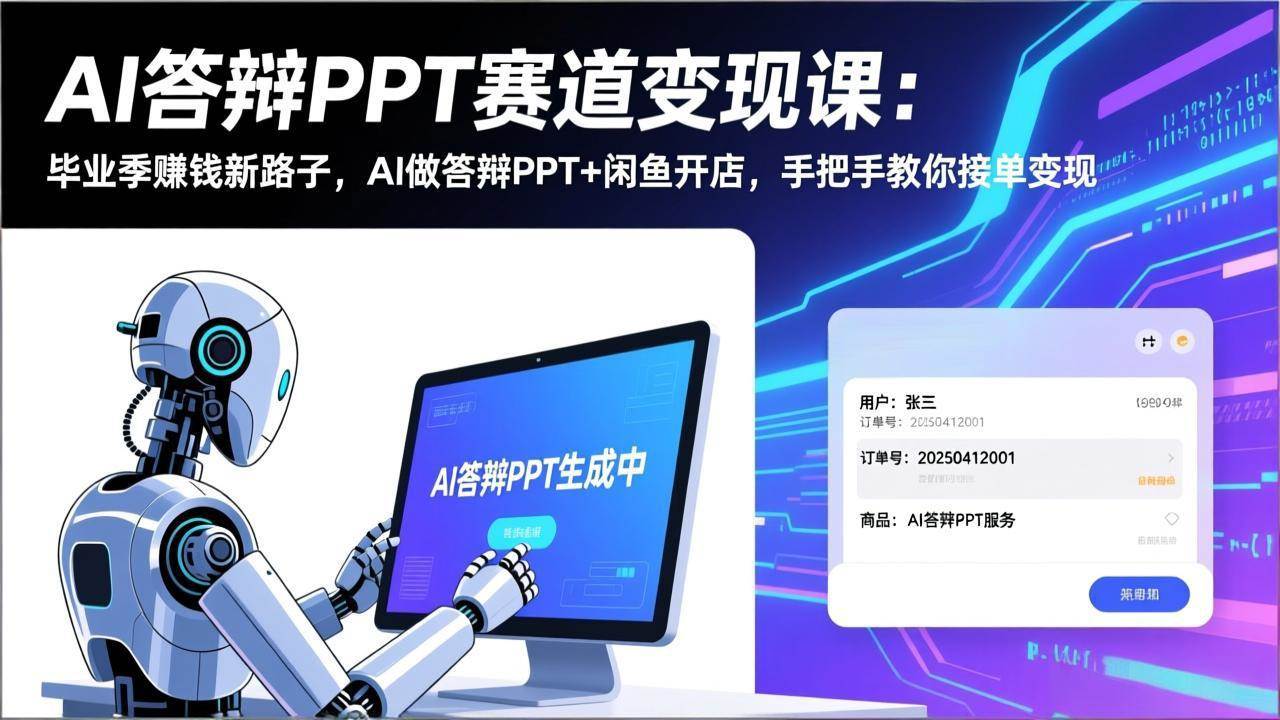 图片[1]-（17546期）AI答辩PPT赛道变现课：毕业季赚钱新路子，AI做答辩PPT+闲鱼开店，手把手教你接单变现-千猫网创