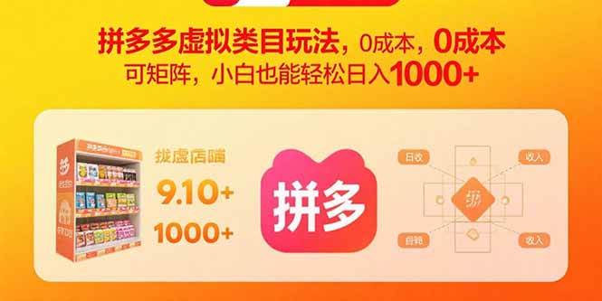 图片[1]-（15943期）拼多多虚拟类目玩法，0成本，可矩阵，小白也能轻松日入1000+-千猫网创