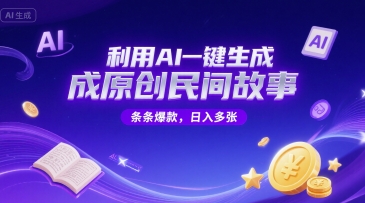 利用AI一键生成原创民间故事，无限制生成，条条爆款，日入多张-千猫网创