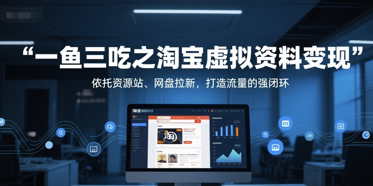 一鱼三吃之淘宝虚拟资料变现，依托资源站、网盘拉新，打造流量的强闭环-千猫网创