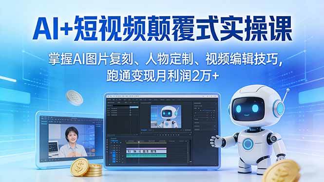 图片[1]-（17454期）AI+短视频颠覆式实操课：掌握AI图片复刻、人物定制、视频编辑技巧，跑通变现月利润2万+-千猫网创