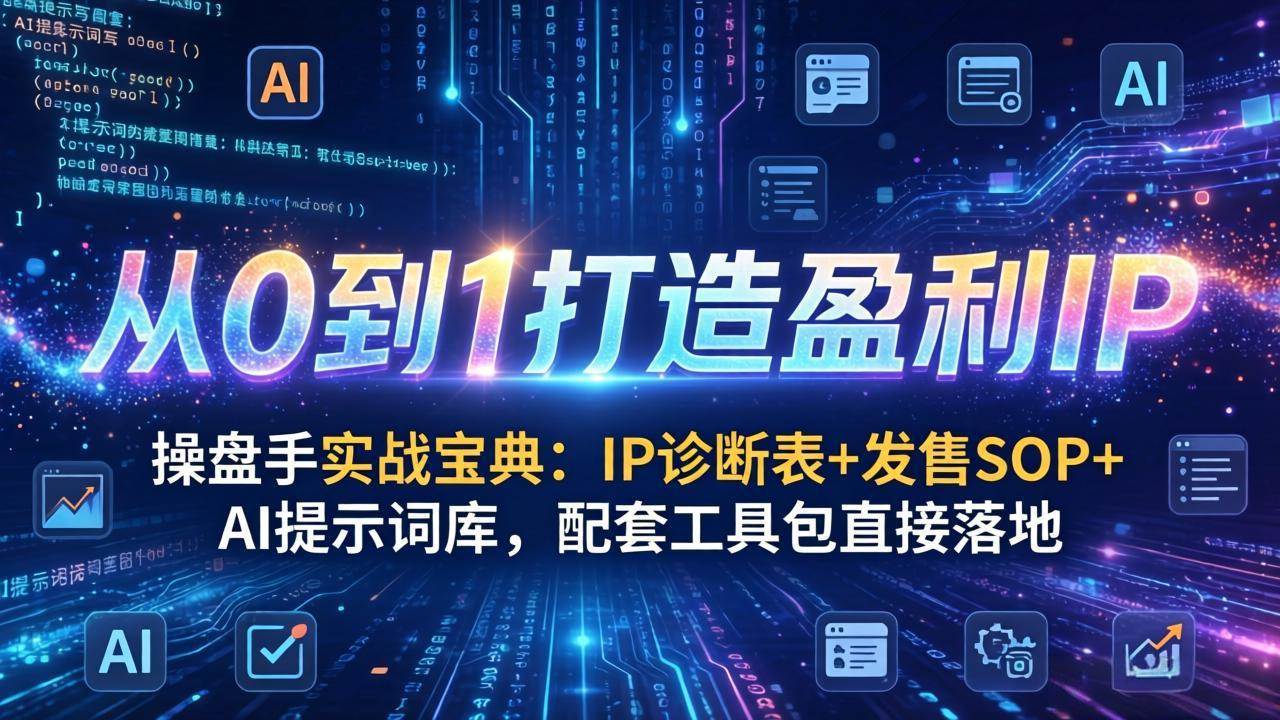 图片[1]-（17593期）操盘手实战宝典：IP诊断表+发售SOP+AI提示词库，配套工具包直接落地，从0到1打造盈利IP-千猫网创