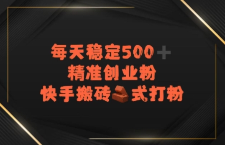 快手搬砖式打粉，每天稳定500+精准创业粉-千猫网创