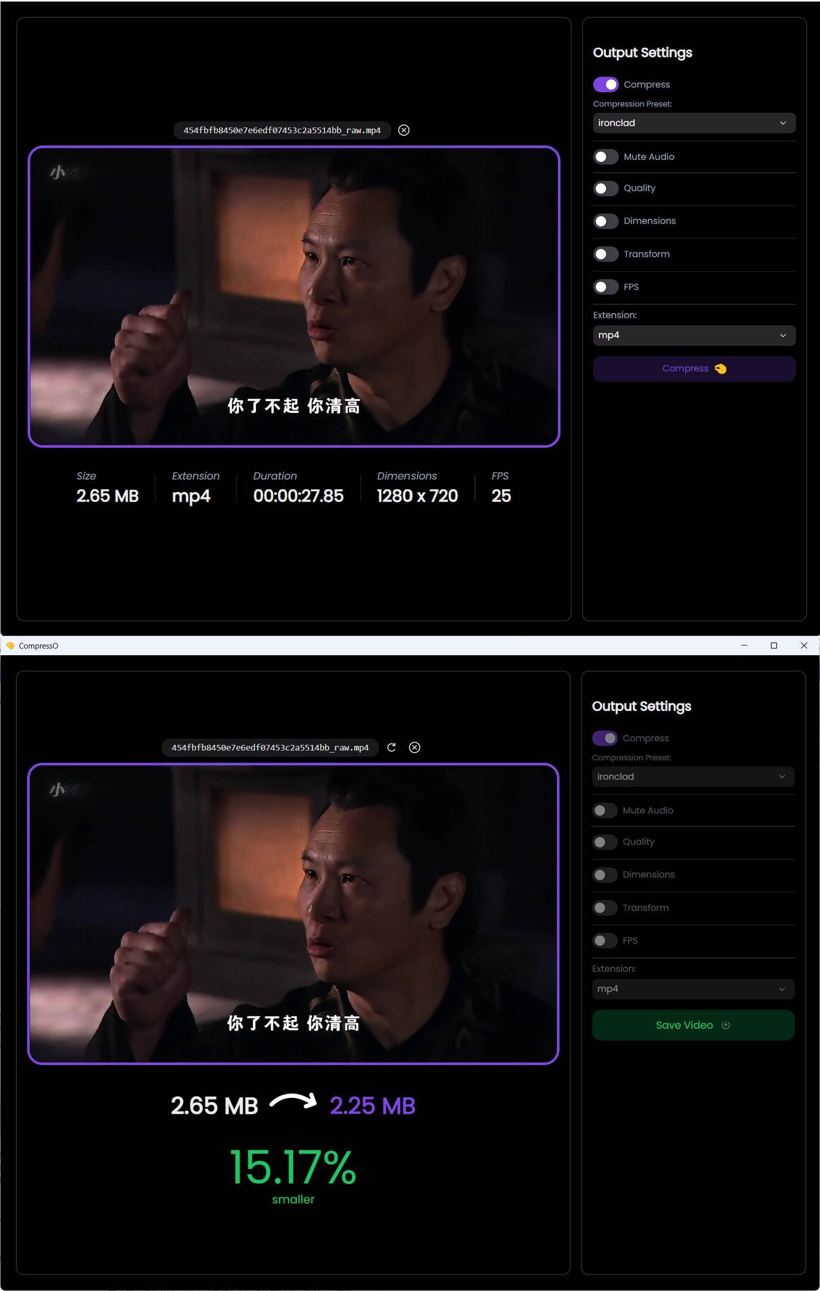 CompressO视频压缩软件 V1.3.0-趣奇资源网-第4张图片 CompressO视频压缩软件 V1.3.0-趣奇资源网-第4张图片