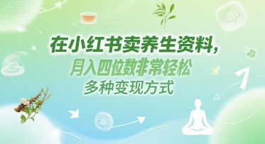 在小红书卖养生资料，月入四位数非常轻松，多种变现方式-千猫网创