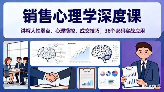图片[1]-（16456期）销售心理学深度课，讲解人性弱点、心理操控、成交技巧，36个密码实战应用-千猫网创