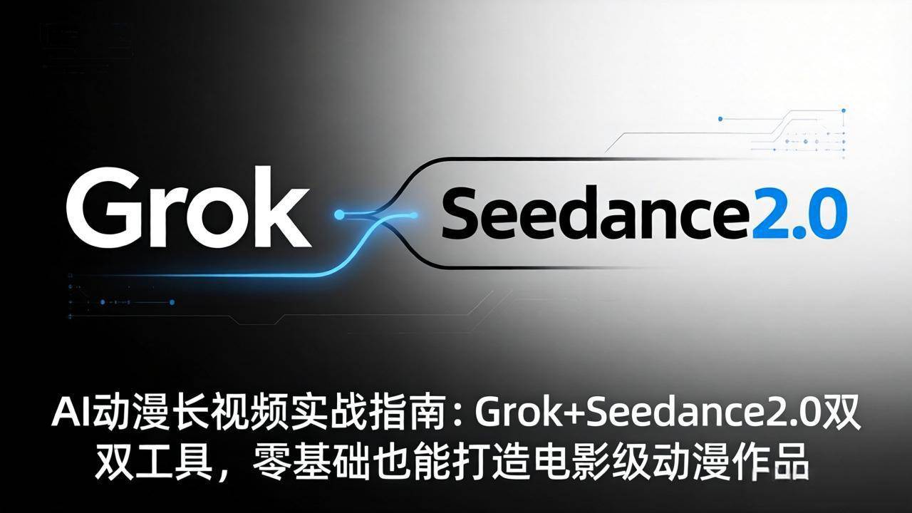 （18153期）AI动漫长视频实战指南：Grok+Seedance2.0双工具，零基础也能打造电影级动漫作品