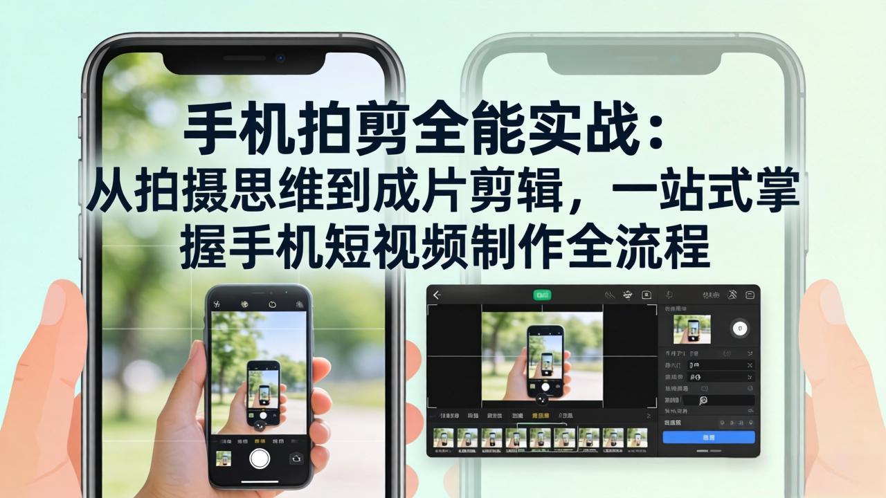 手机拍剪全能实战:从拍摄思维到成片剪辑,一站式掌握手机短视频制作全流程 手机拍剪全能实战:从拍摄思维到成片剪辑,一站式掌握手机短视频制作全流程