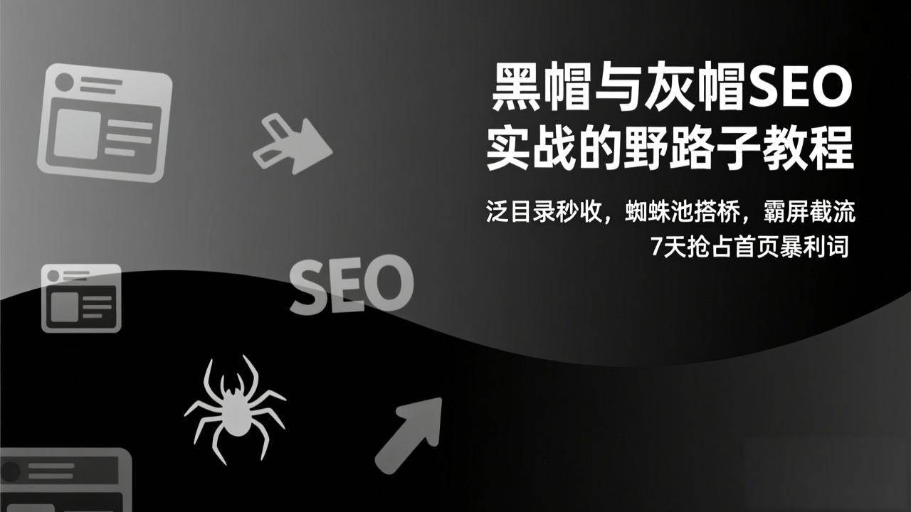 图片[1]-（17125期）黑帽与灰帽SEO实战的野路子教程：泛目录秒收，蜘蛛池搭桥，霸屏截流，7天抢占首页暴利词-千猫网创