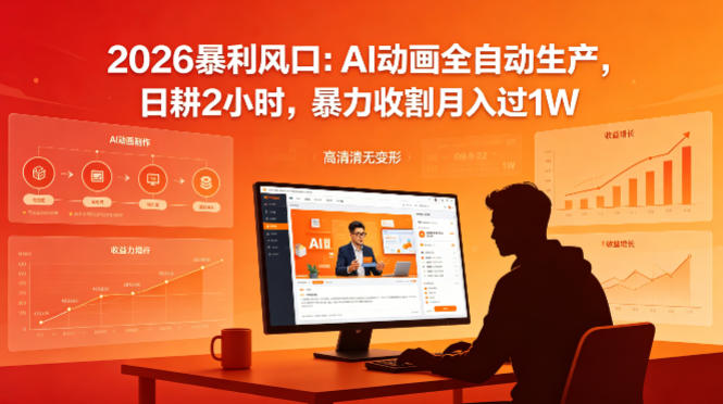 2026暴利风口：AI动画全自动生产，日耕2小时，暴力收割月入过1W