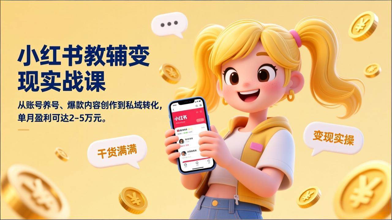 图片[1]-（17334期）小红书教辅变现实战课，从账号养号、爆款内容创作到私域转化，单月盈利可达2-5万元-千猫网创