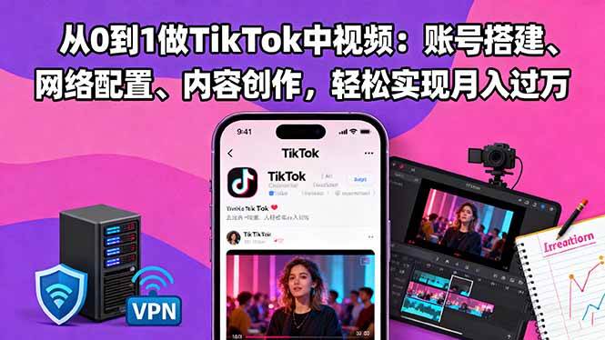 图片[1]-（16461期）从0到1做TikTok中视频：账号搭建、网络配置、内容创作，轻松实现月入过万-千猫网创