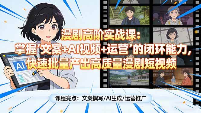 图片[1]-（17461期）漫剧高阶实战课：掌握“文案+AI视频+运营”的闭环能力，快速批量产出高质量漫剧短视频-千猫网创