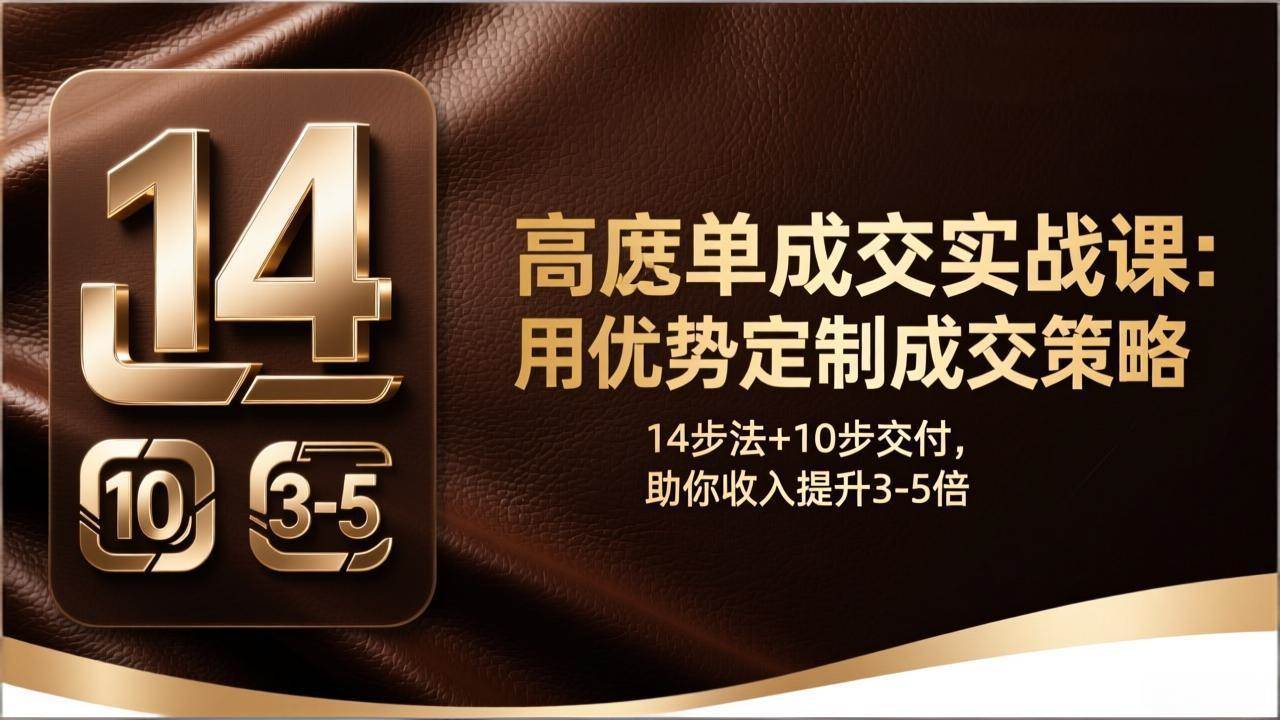 图片[1]-（17572期）高客单成交实战课：用优势定制成交策略，14步法+10步交付，助你收入提升3-5倍-千猫网创