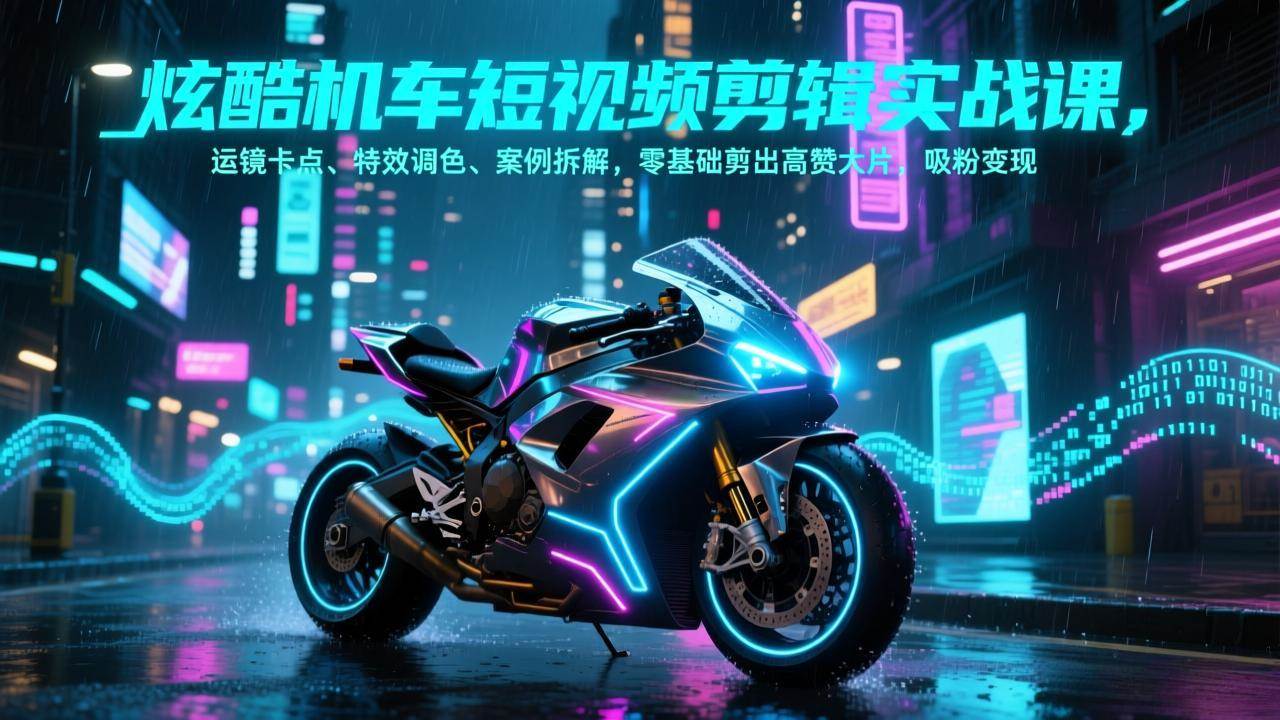 图片[1]-（17304期）炫酷机车短视频剪辑实战课，运镜卡点、特效调色、案例拆解，零基础剪出高赞大片，吸粉变现-千猫网创