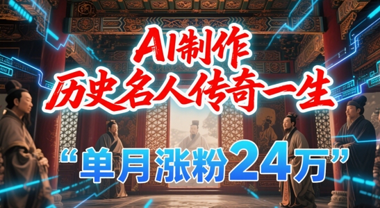 暴力起号！用AI制作历史名人传奇一生，单月涨粉24W，涨粉+变现赛道黑马来了-千猫网创