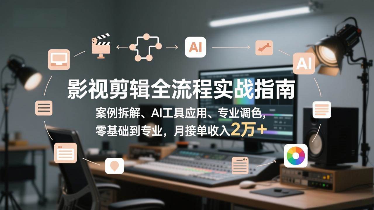 图片[1]-（17338期）影视剪辑全流程实战指南，案例拆解、AI工具应用、专业调色，零基础到专业，月接单收入2万+-千猫网创