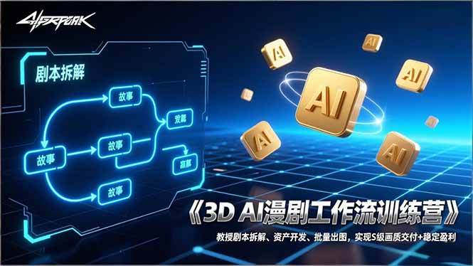 图片[1]-（17276期）3D AI漫剧工作流训练营：教授剧本拆解、资产开发、批量出图，实现S级画质交付+稳定盈利-千猫网创