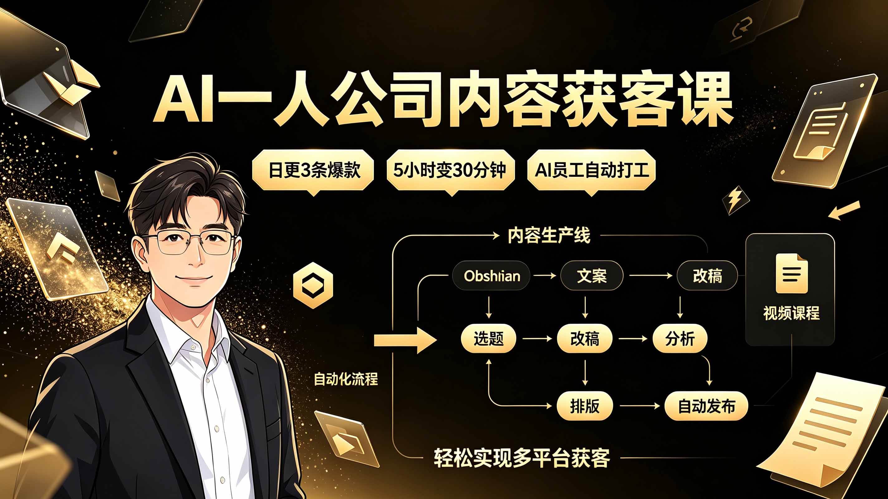 (19387期)AI一人公司内容获客课:日更3条爆款×5小时变30分钟×AI员工自动打工,轻松实现多平台获客 (19387期)AI一人公司内容获客课:日更3条爆款×5小时变30分钟×AI员工自动打工,轻松实现多平台获客