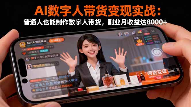 图片[1]-（16377期）AI数字人带货变现实战：普通人也能制作数字人带货，副业月收益达8000+-千猫网创