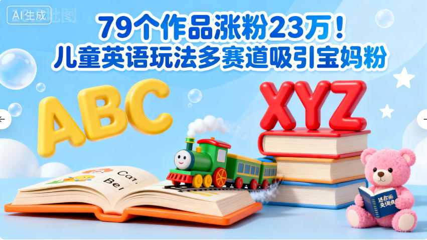 79个作品涨粉23w！儿童英语玩法多赛道吸引宝妈粉