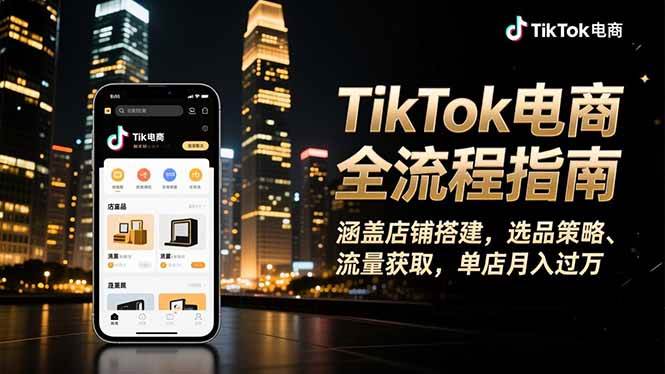 图片[1]-（16524期）TikTok电商全流程指南，涵盖店铺搭建、选品策略、流量获取，单店月入过万-千猫网创