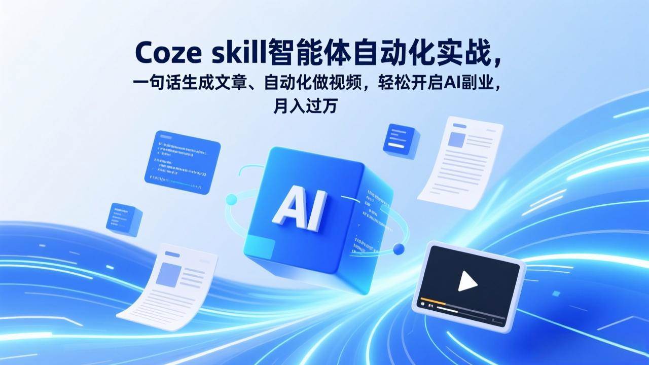 图片[1]-（17399期）Coze skill智能体自动化实战，一句话生成文章、自动化做视频，轻松开启AI副业，月入过万-千猫网创