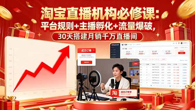 图片[1]-（16087期）淘宝直播机构必修课：平台规则/主播孵化/流量爆破,30天搭建月销千万直播间-千猫网创