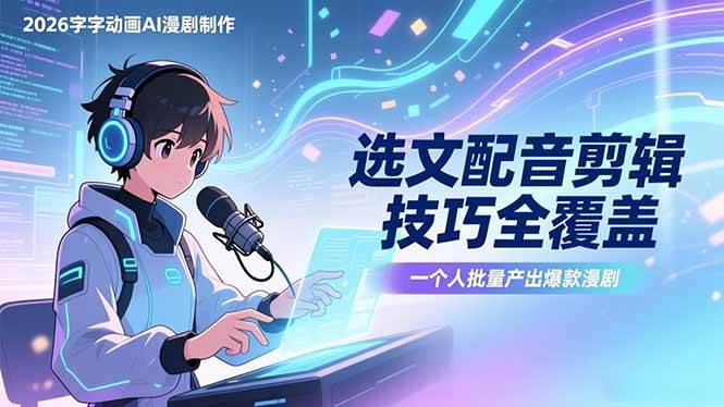 图片[1]-（17477期）2026字字动画AI漫剧制作-1期，选文配音剪辑技巧全覆盖，一个人就能批量产出爆款漫剧-千猫网创