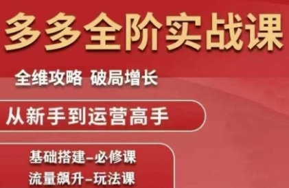 拼多多全阶实战课程，全维攻略，破局增长，从新手到运营高手-千猫网创