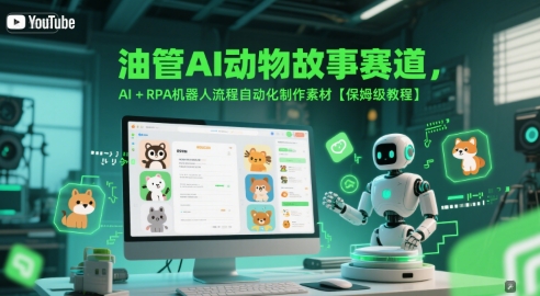 油管AI动物故事赛道，AI+RPA机器人流程自动化制作素材【保姆级教程】-千猫网创