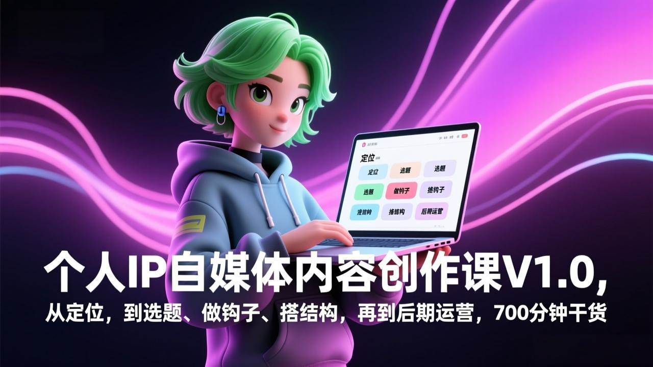 图片[1]-（17331期）个人IP自媒体内容创作课V1.0，从定位，到选题、做钩子、搭结构，再到后期运营，700分钟干货-千猫网创