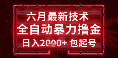 六月最新技术全自动暴力撸金，稳定日入2k+包起号，长期稳定【揭秘】-千猫网创