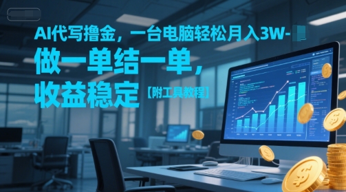 AI代写撸金，一台电脑轻松月入1-3W，做一单结一单，收益稳定【附工具教程】-千猫网创
