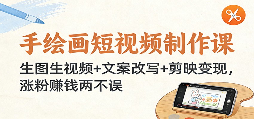 图片[1]-手绘画短视频制作课：生图生视频+文案改写+剪映变现，涨粉赚钱两不误-网创之家