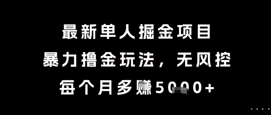 最新单人掘金项目，暴力撸金玩法，无风控，每个月多挣5k+【揭秘】-千猫网创