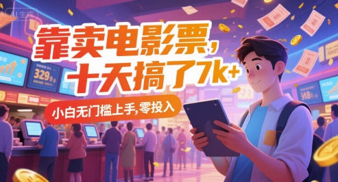 靠卖电影票，十天搞了7k+，小白无门槛上手，零投入【揭秘】-千猫网创